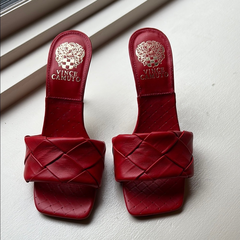 Vince Camuto Red Quilted Slide Sandals